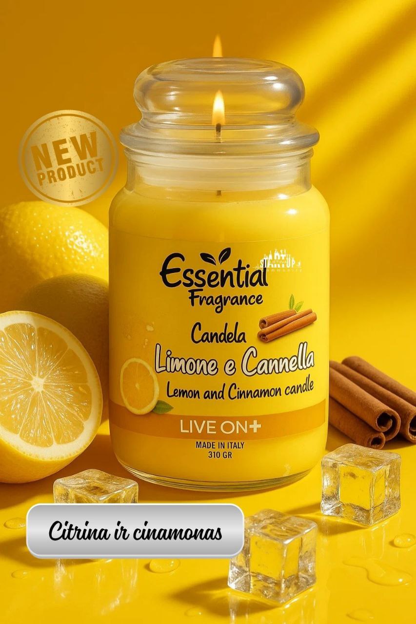 Geltona citrina cinamonas 510g ilgai degančios padeda nuo uodų