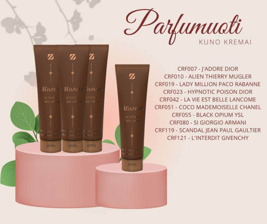Olfazeta parfumuoti kūno kremai 150 ml – kvapų pasirinkimas