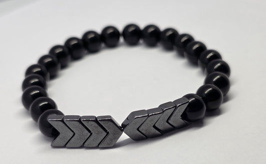 Hematitas ir juodas  agatas