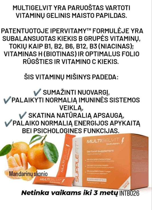 SuppleFit MULTIGELVIT multivitaminų gelinis maisto papildas, 30 x 10 ml