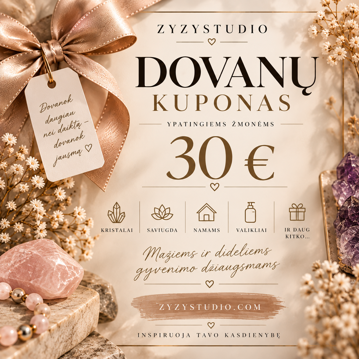 ZYZYSTUDIO 30 € dovanų kuponas