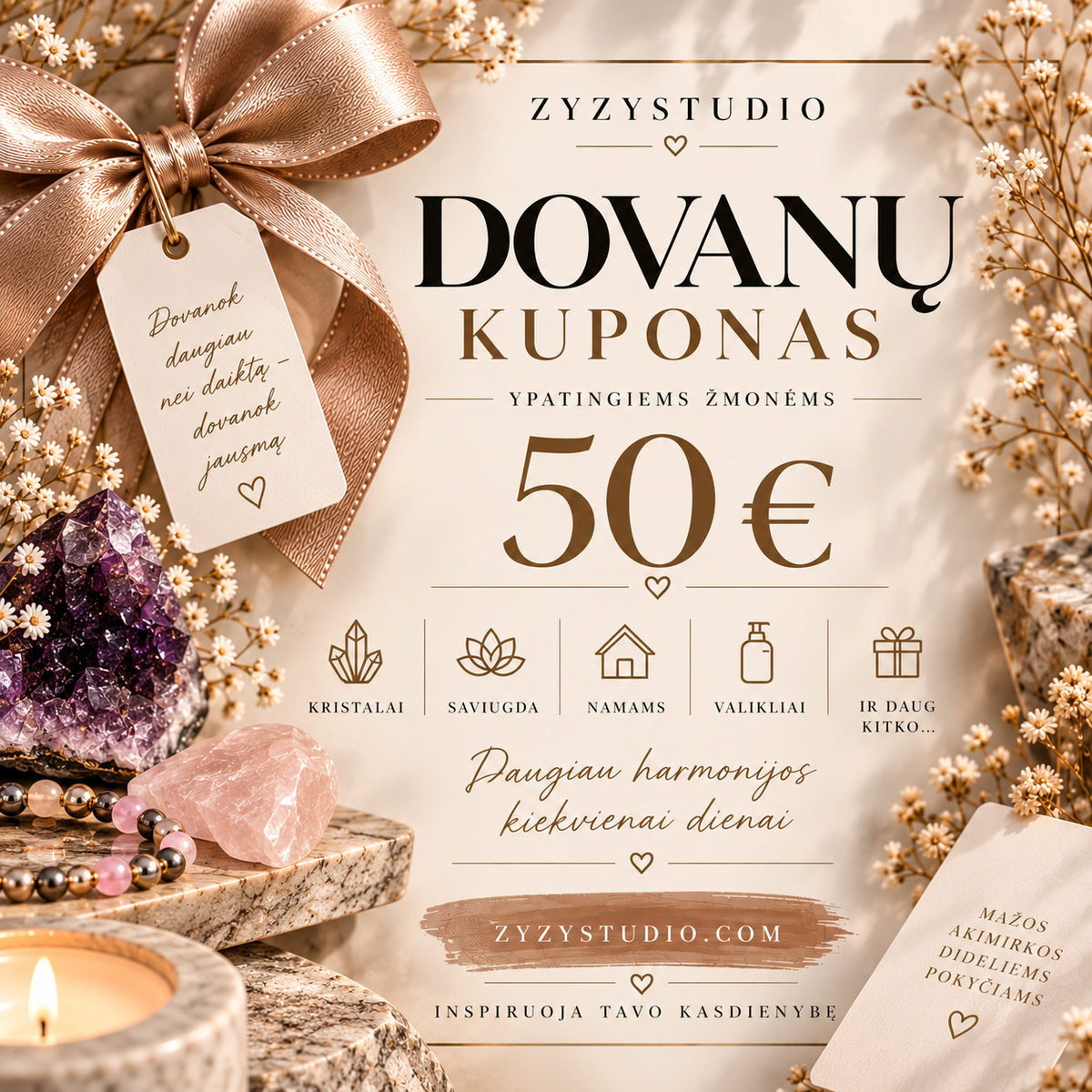ZYZYSTUDIO 50 € dovanų kuponas
